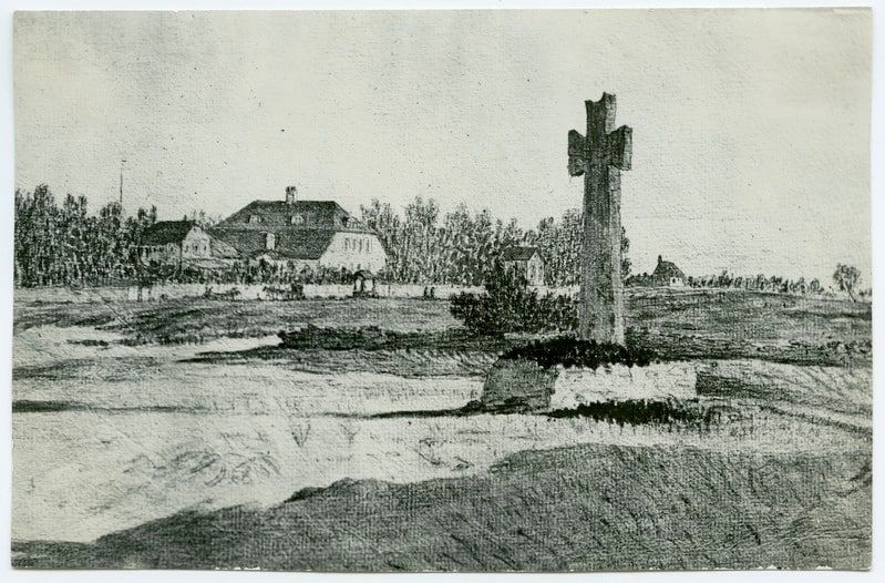 C.Buddeus, 1900. View from Pärnu highway to the cross of Marta street.