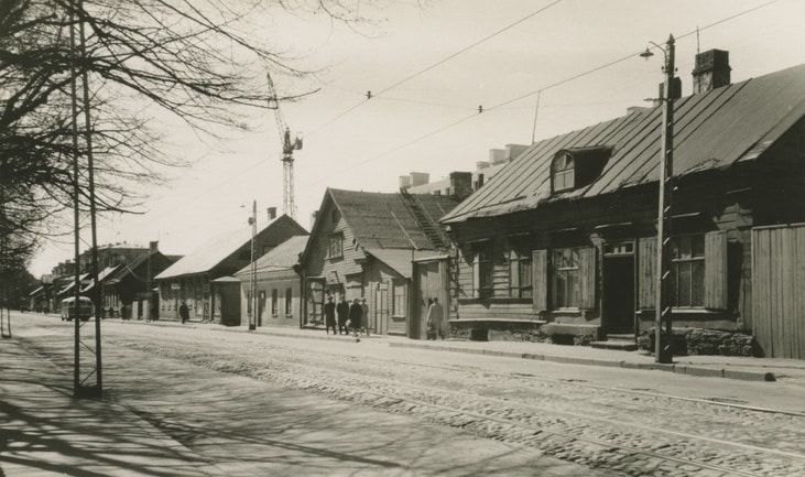 Kitsekülas. Vaade Pärnu maanteelt Tondi suunas 1950ndatel aastatel.